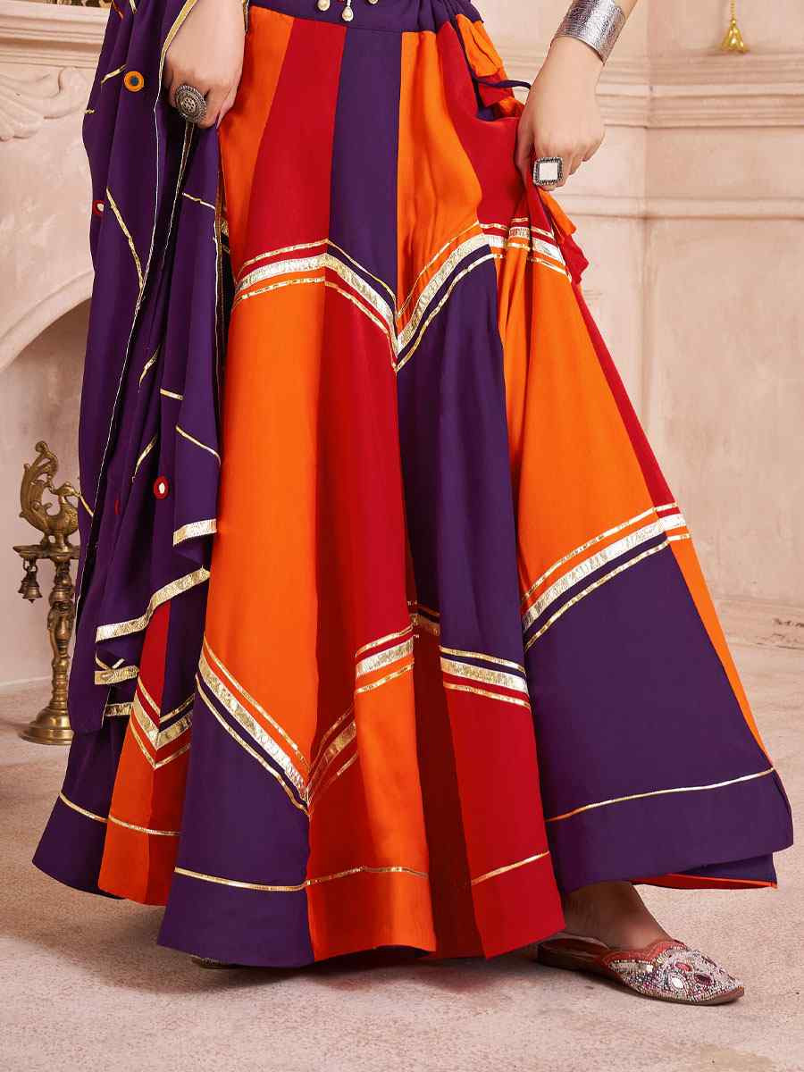 Multi-Coloured Viscose Cotton Embroidered Festival Traditional Lehenga Choli
