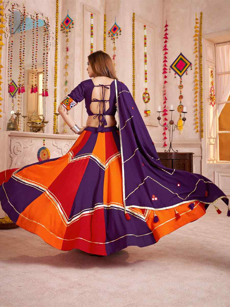 Multi-Coloured Viscose Cotton Embroidered Festival Traditional Lehenga Choli