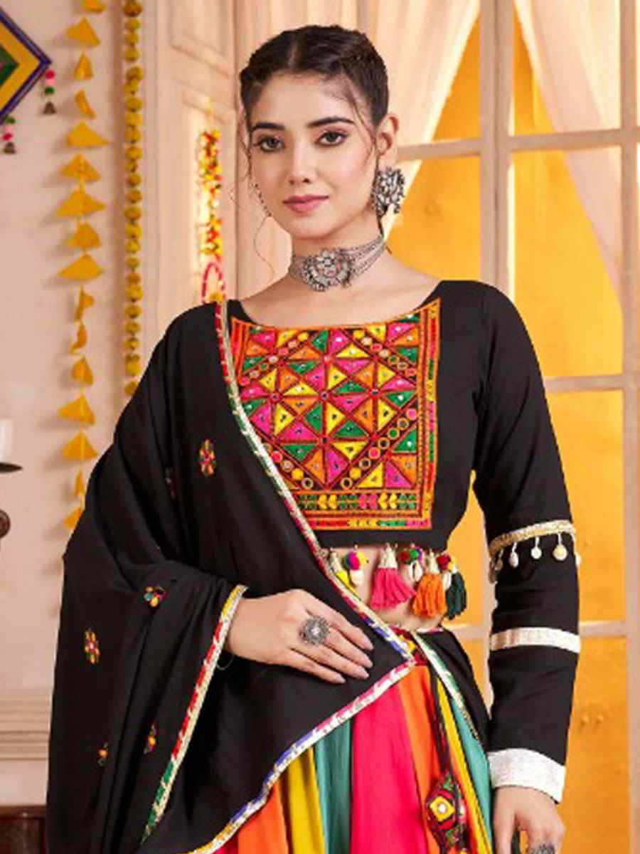 Multi-Coloured Viscose Cotton Embroidered Festival Traditional Lehenga Choli