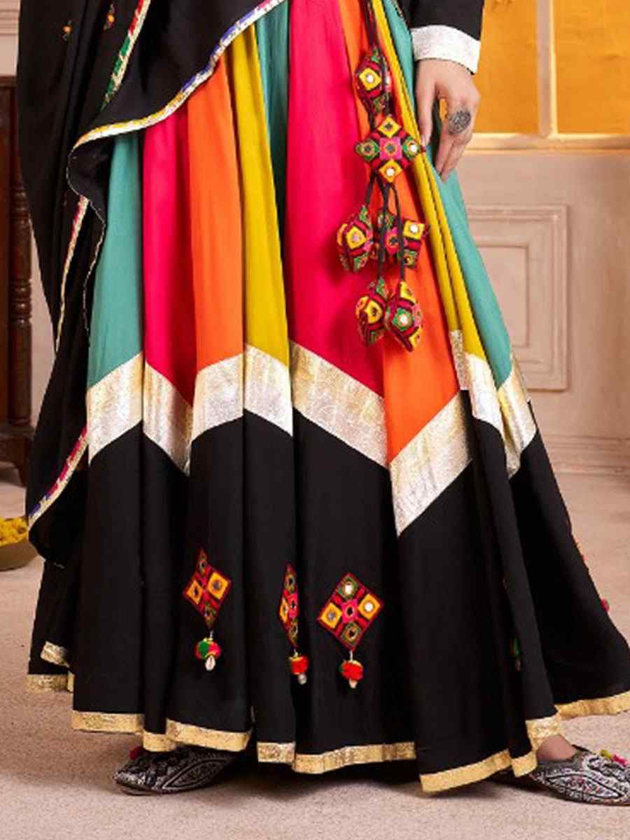 Multi-Coloured Viscose Cotton Embroidered Festival Traditional Lehenga Choli
