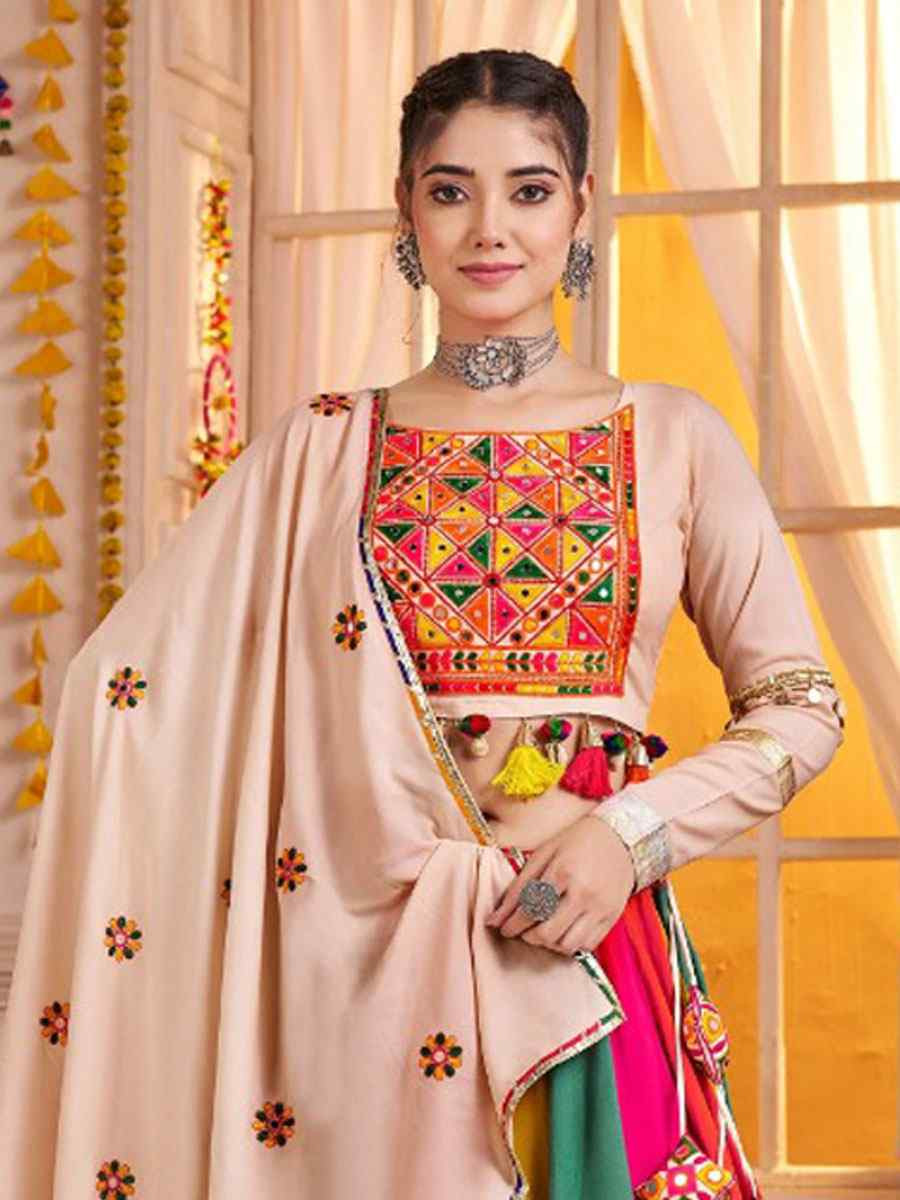 Multi-Coloured Viscose Cotton Embroidered Festival Traditional Lehenga Choli