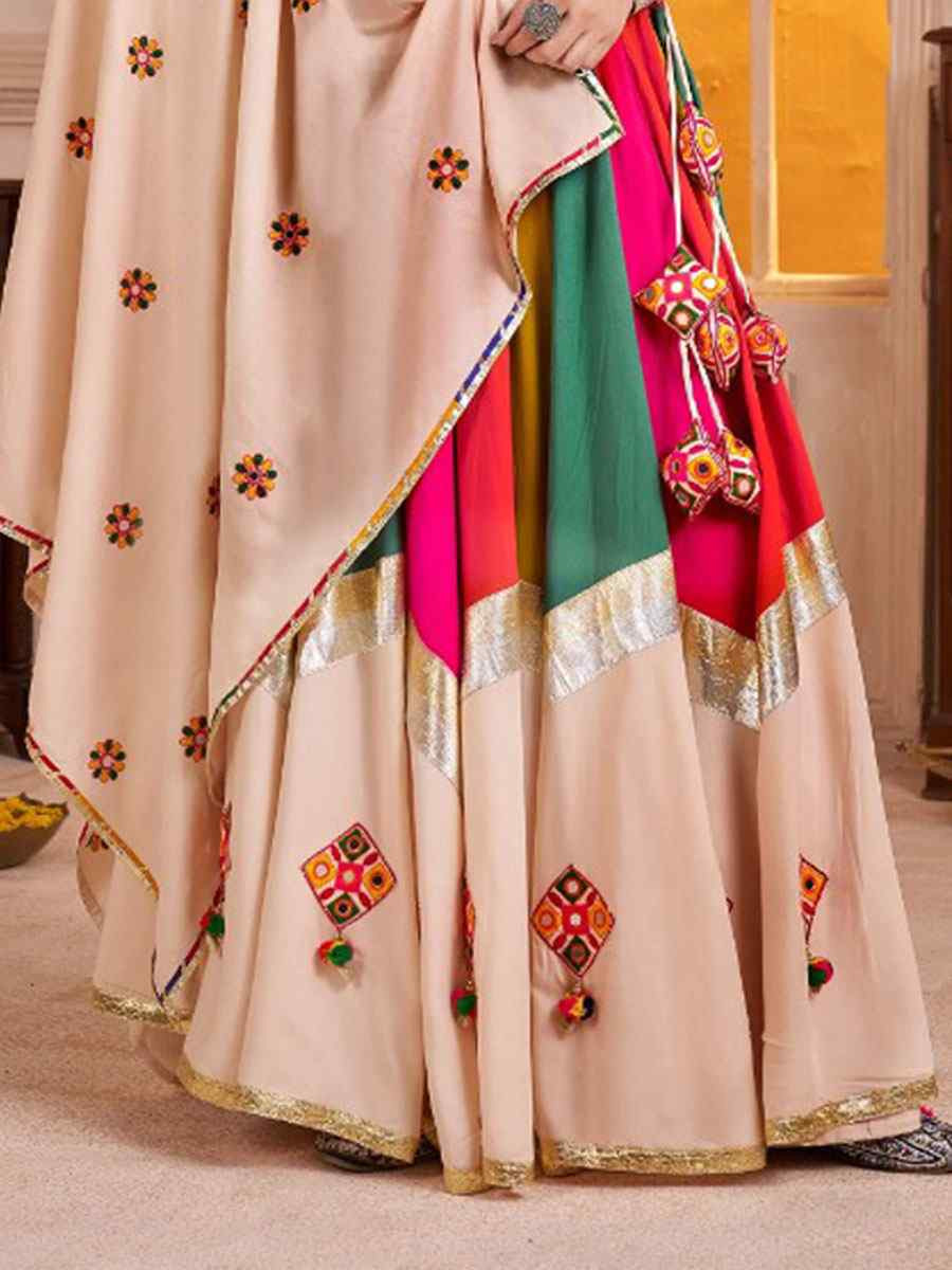 Multi-Coloured Viscose Cotton Embroidered Festival Traditional Lehenga Choli