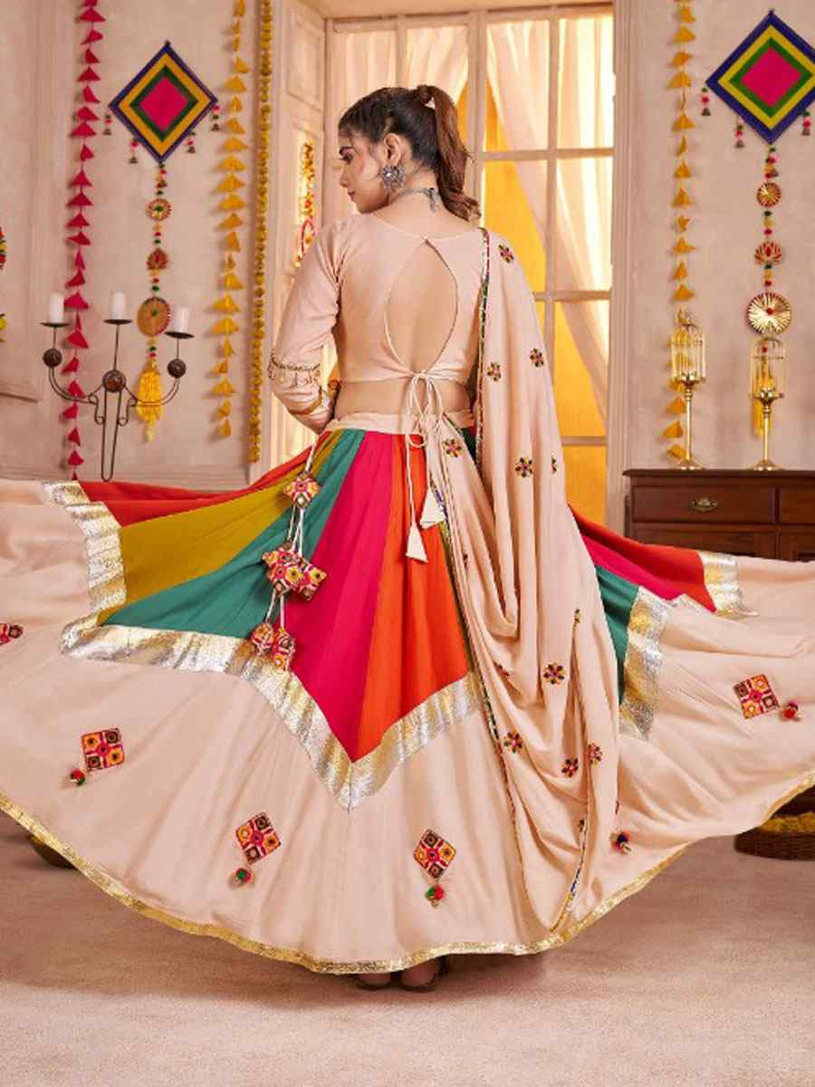 Multi-Coloured Viscose Cotton Embroidered Festival Traditional Lehenga Choli