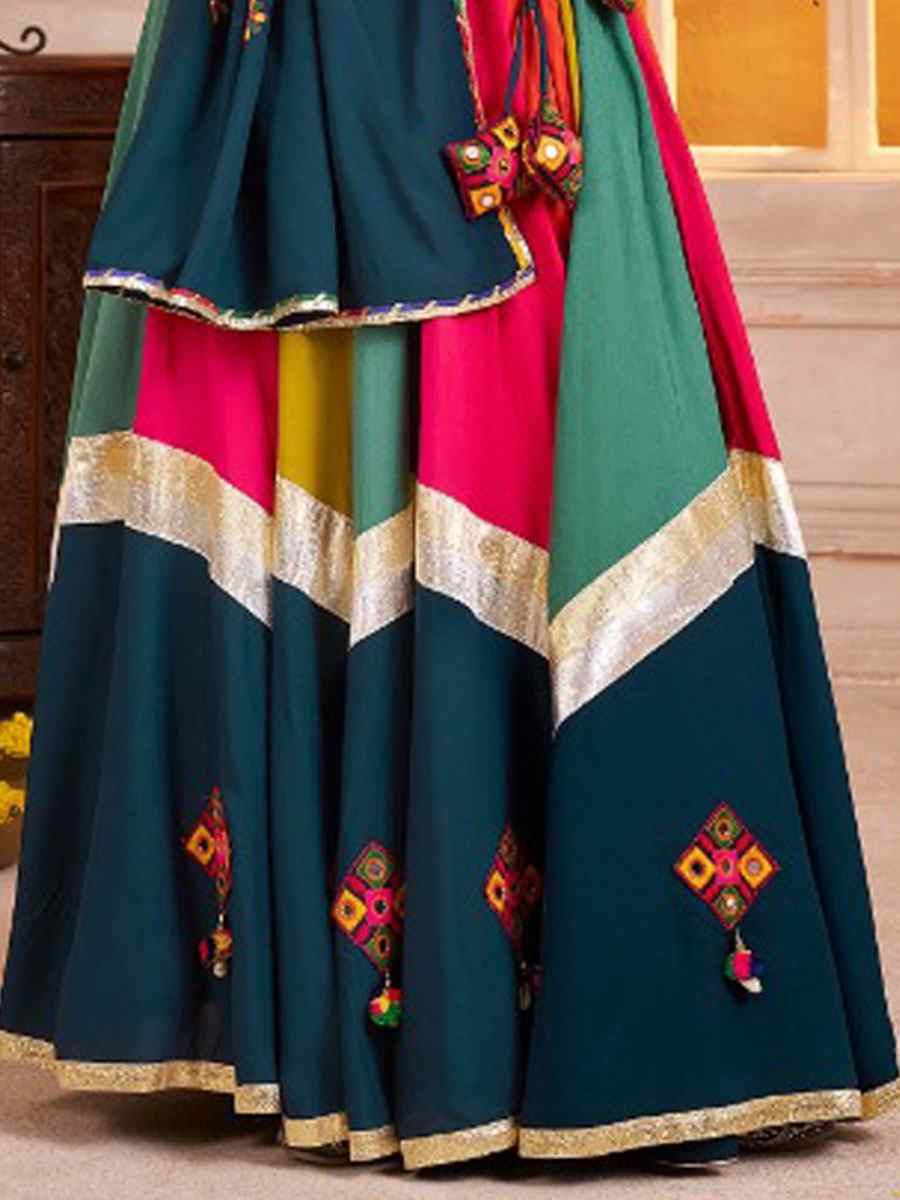 Multi-Coloured Viscose Cotton Embroidered Festival Traditional Lehenga Choli