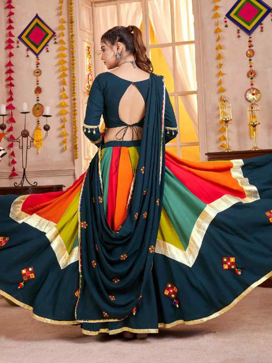 Multi-Coloured Viscose Cotton Embroidered Festival Traditional Lehenga Choli