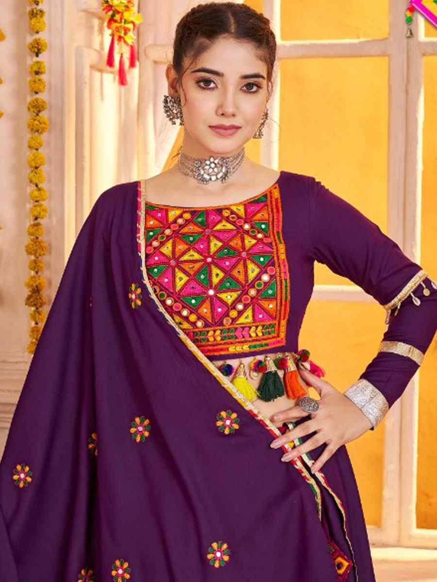 Multi-Coloured Viscose Cotton Embroidered Festival Traditional Lehenga Choli