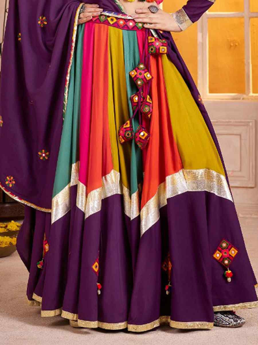 Multi-Coloured Viscose Cotton Embroidered Festival Traditional Lehenga Choli