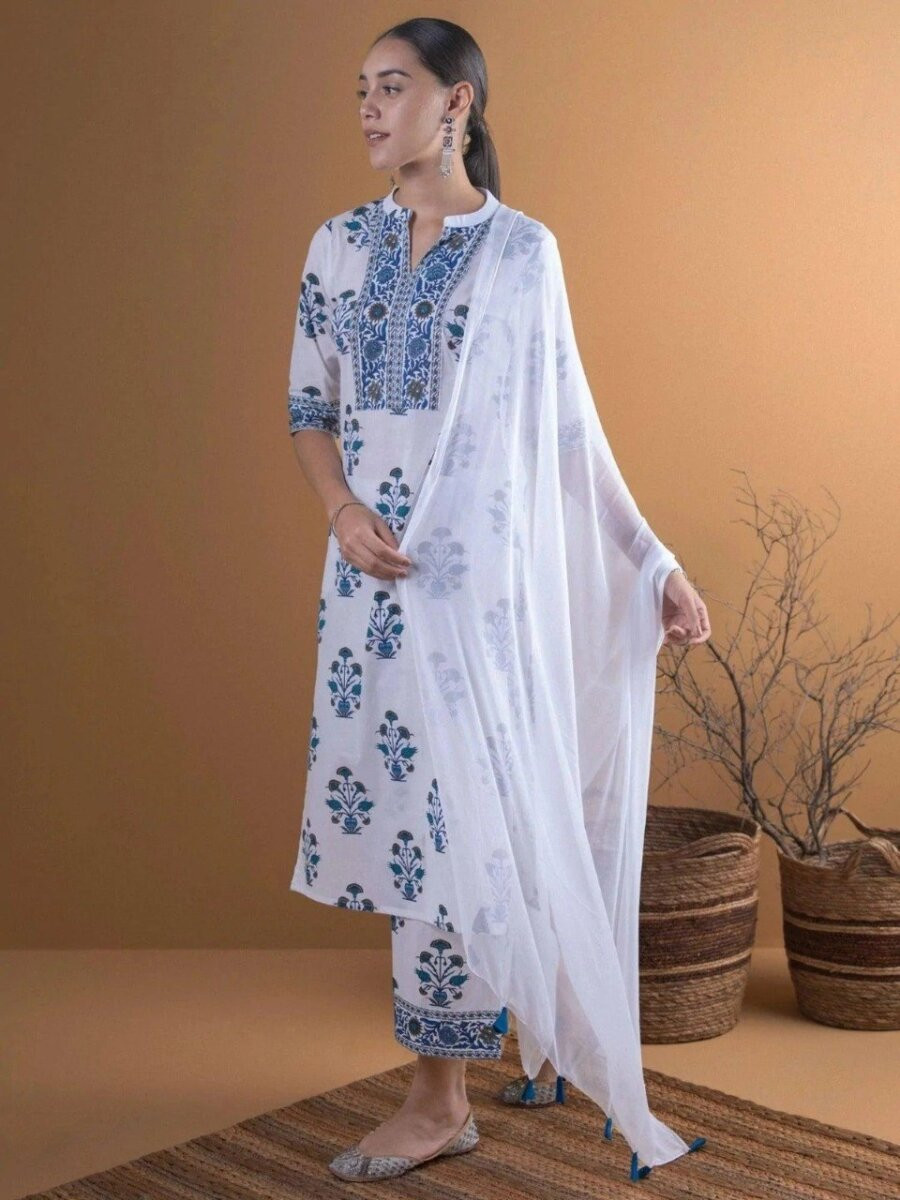 Multi Cotton Blend Floral Printed Wedding Party Festival Casual Ready Palazzo Pant Salwar Kameez