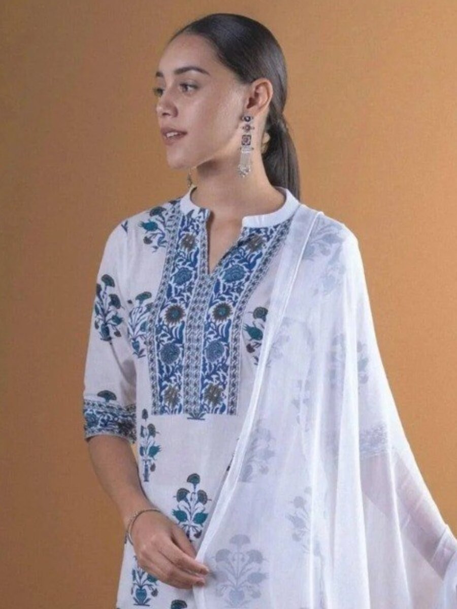 Multi Cotton Blend Floral Printed Wedding Party Festival Casual Ready Palazzo Pant Salwar Kameez