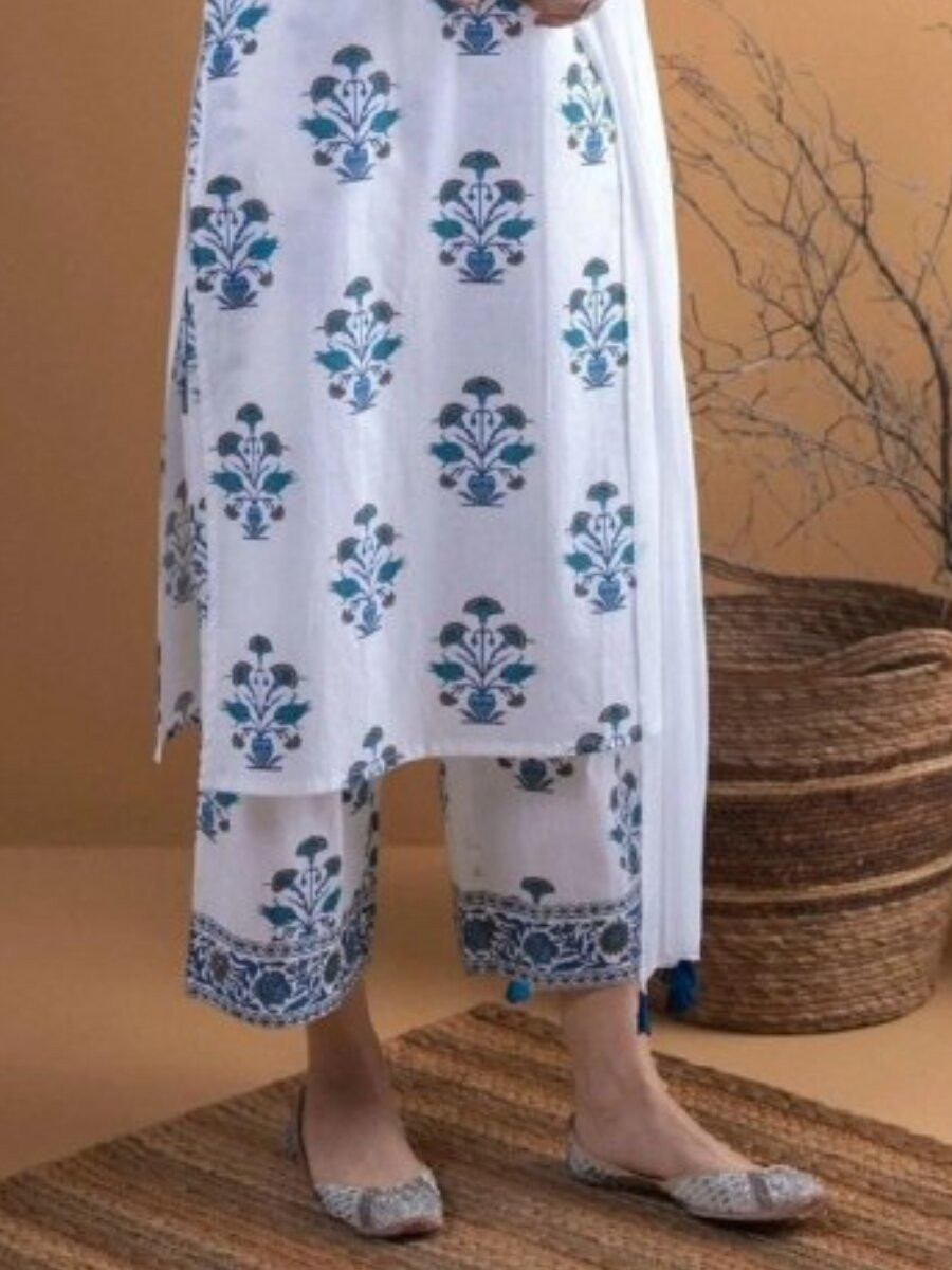 Multi Cotton Blend Floral Printed Wedding Party Festival Casual Ready Palazzo Pant Salwar Kameez