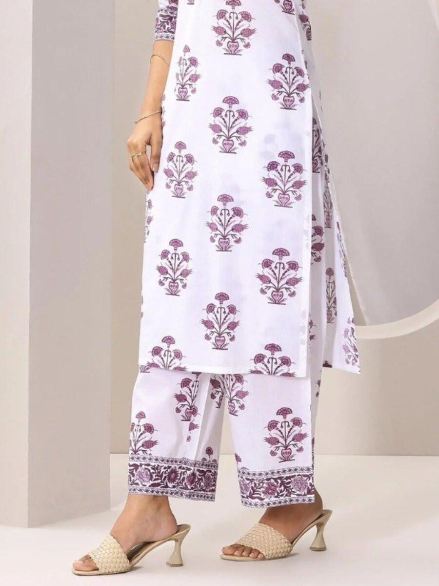Multi Cotton Blend Floral Printed Wedding Party Festival Casual Ready Palazzo Pant Salwar Kameez
