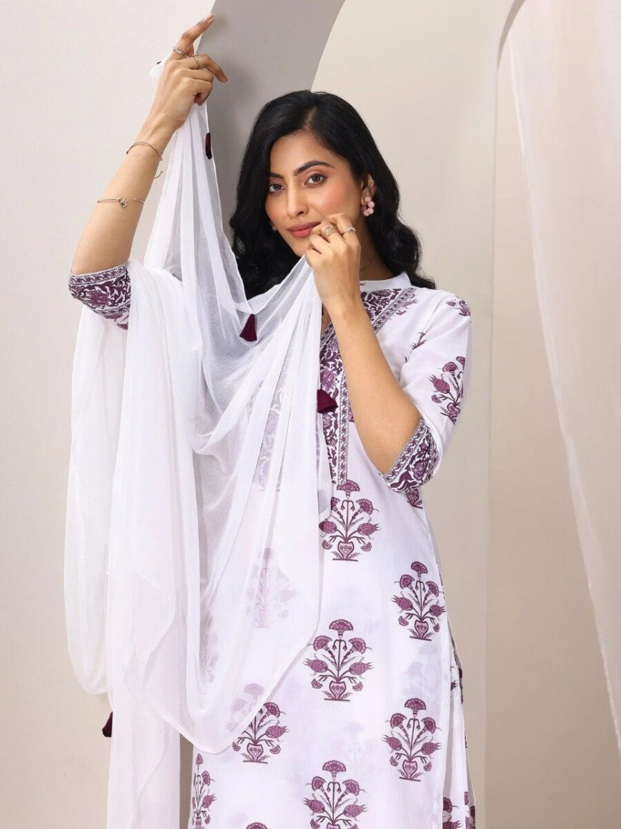 Multi Cotton Blend Floral Printed Wedding Party Festival Casual Ready Palazzo Pant Salwar Kameez