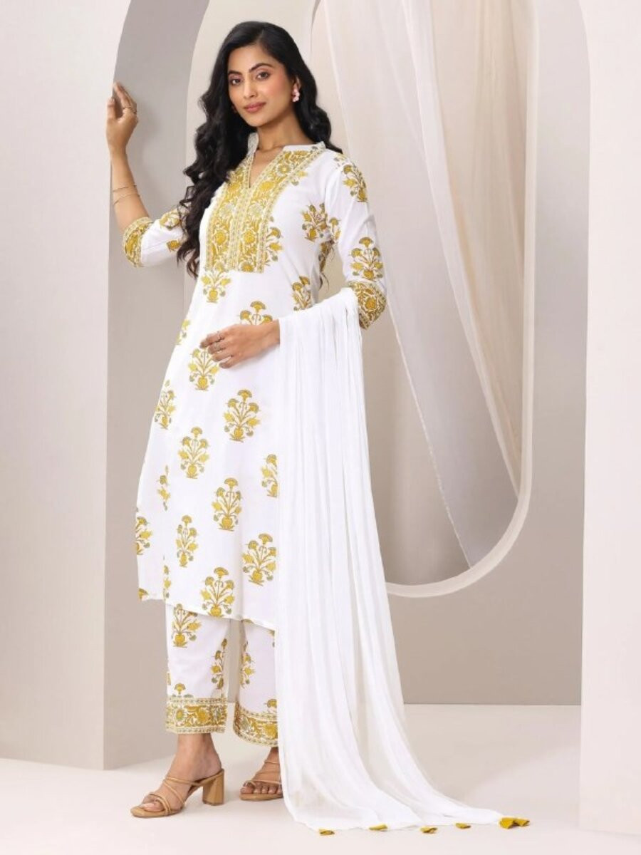 Multi Cotton Blend Floral Printed Wedding Party Festival Casual Ready Palazzo Pant Salwar Kameez