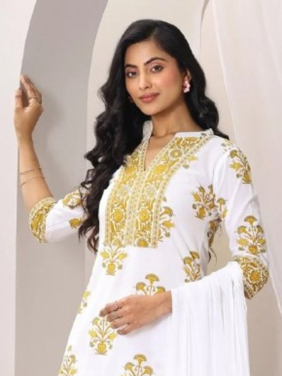 Multi Cotton Blend Floral Printed Wedding Party Festival Casual Ready Palazzo Pant Salwar Kameez