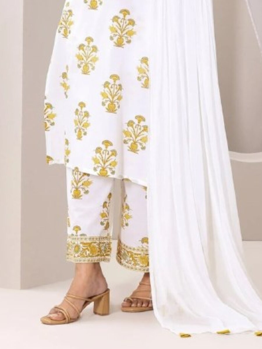 Multi Cotton Blend Floral Printed Wedding Party Festival Casual Ready Palazzo Pant Salwar Kameez