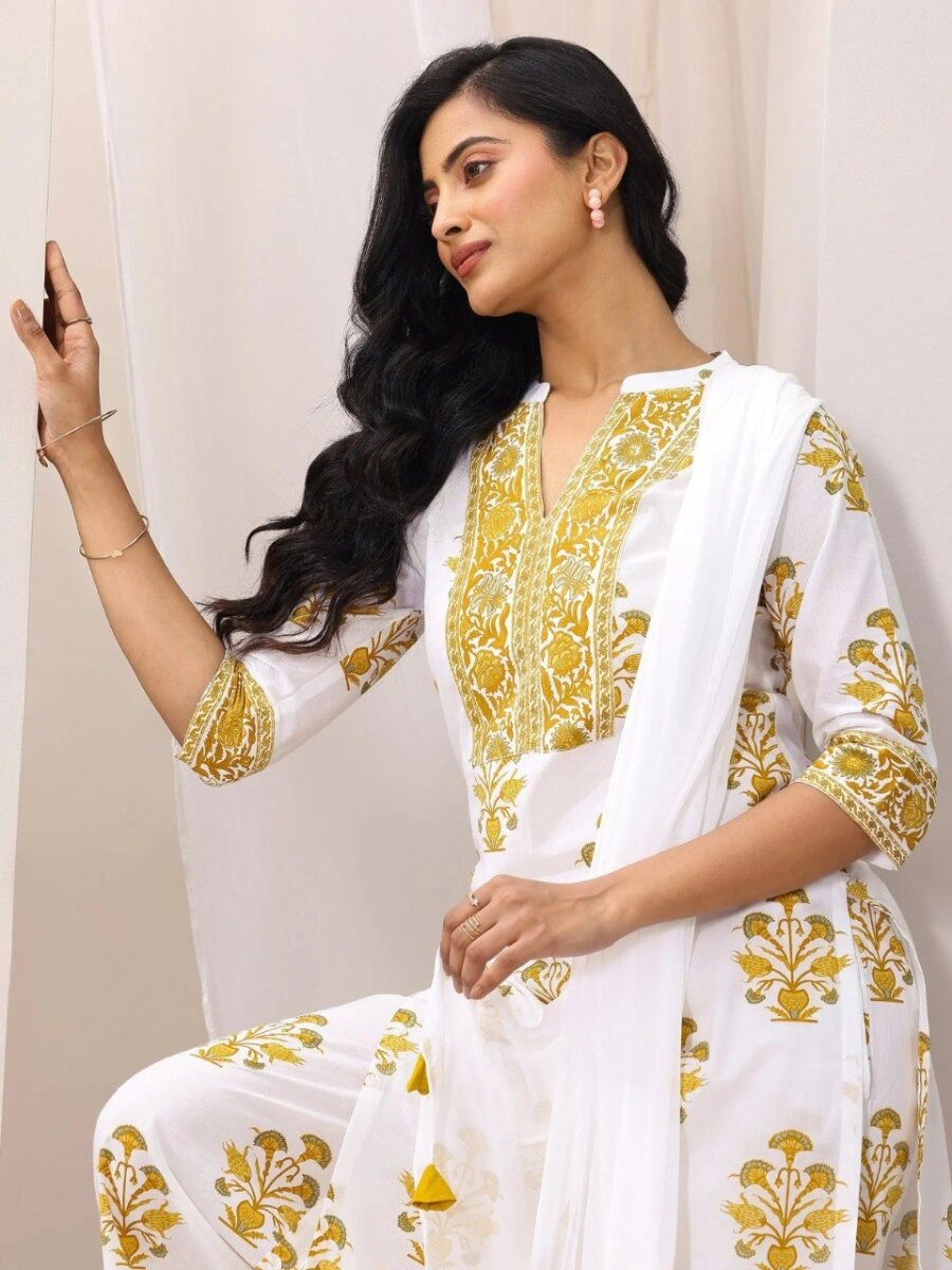Multi Cotton Blend Floral Printed Wedding Party Festival Casual Ready Palazzo Pant Salwar Kameez
