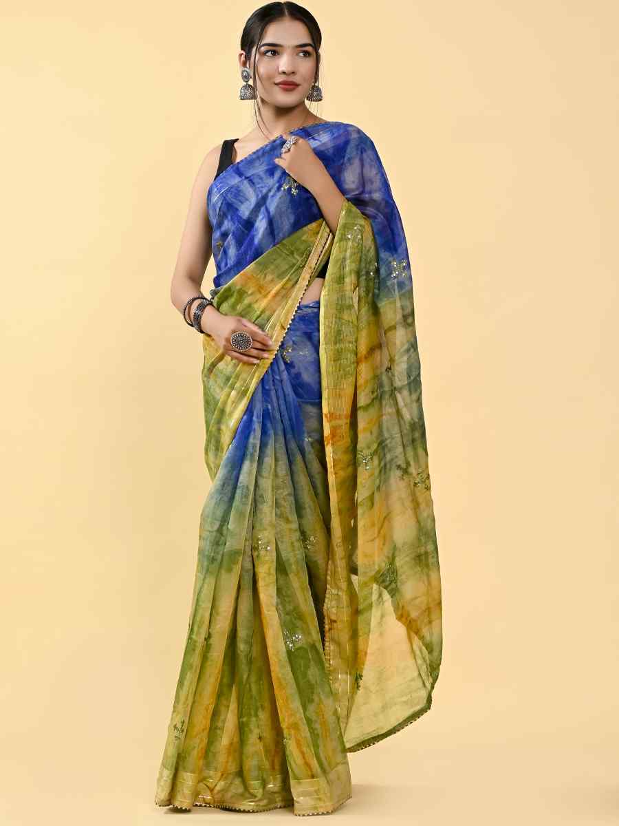 Multi Cotton Embroidered Casual Party Classic Style Saree