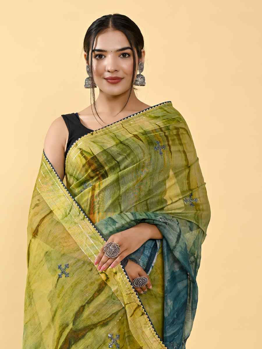 Multi Cotton Embroidered Casual Party Classic Style Saree