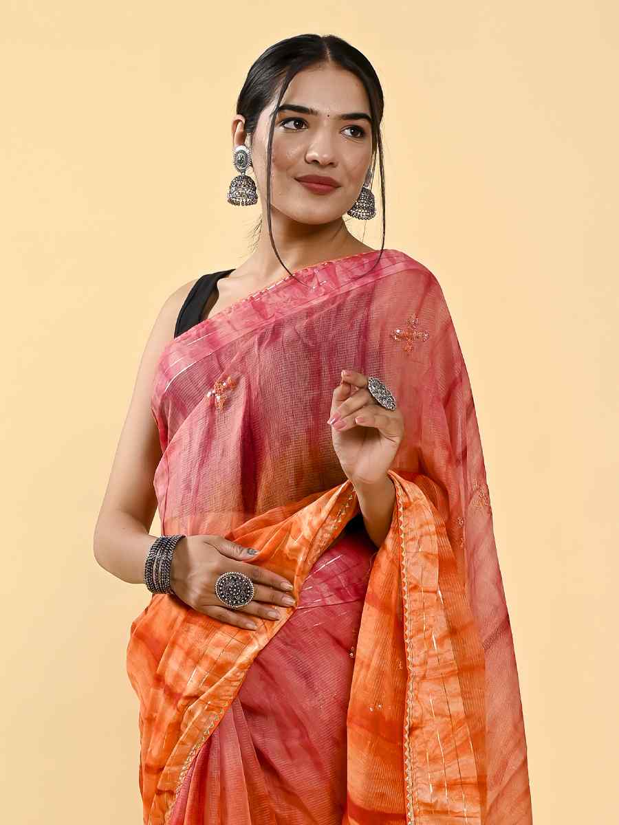 Multi Cotton Embroidered Casual Party Classic Style Saree