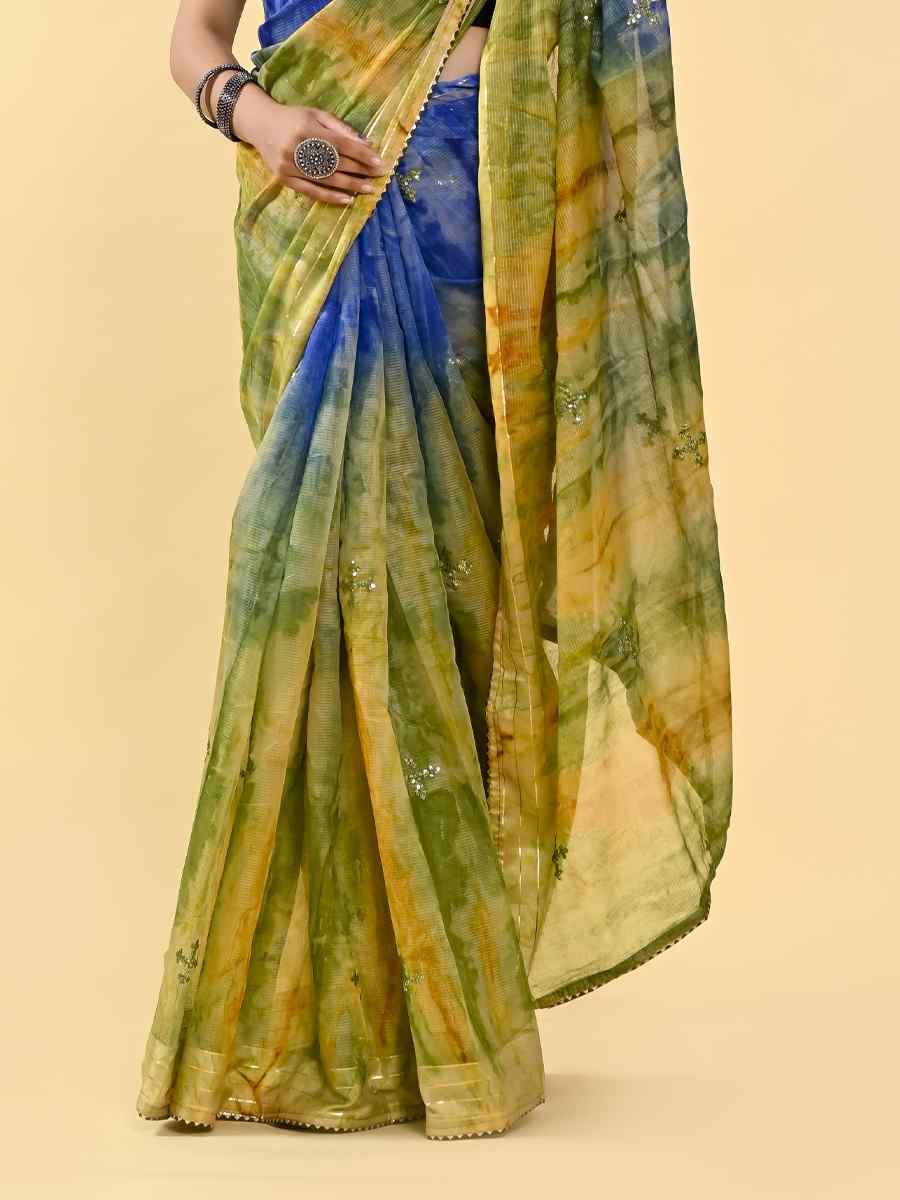 Multi Cotton Embroidered Casual Party Classic Style Saree