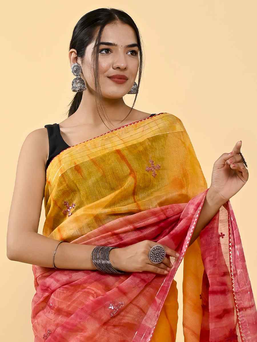 Multi Cotton Embroidered Casual Party Classic Style Saree