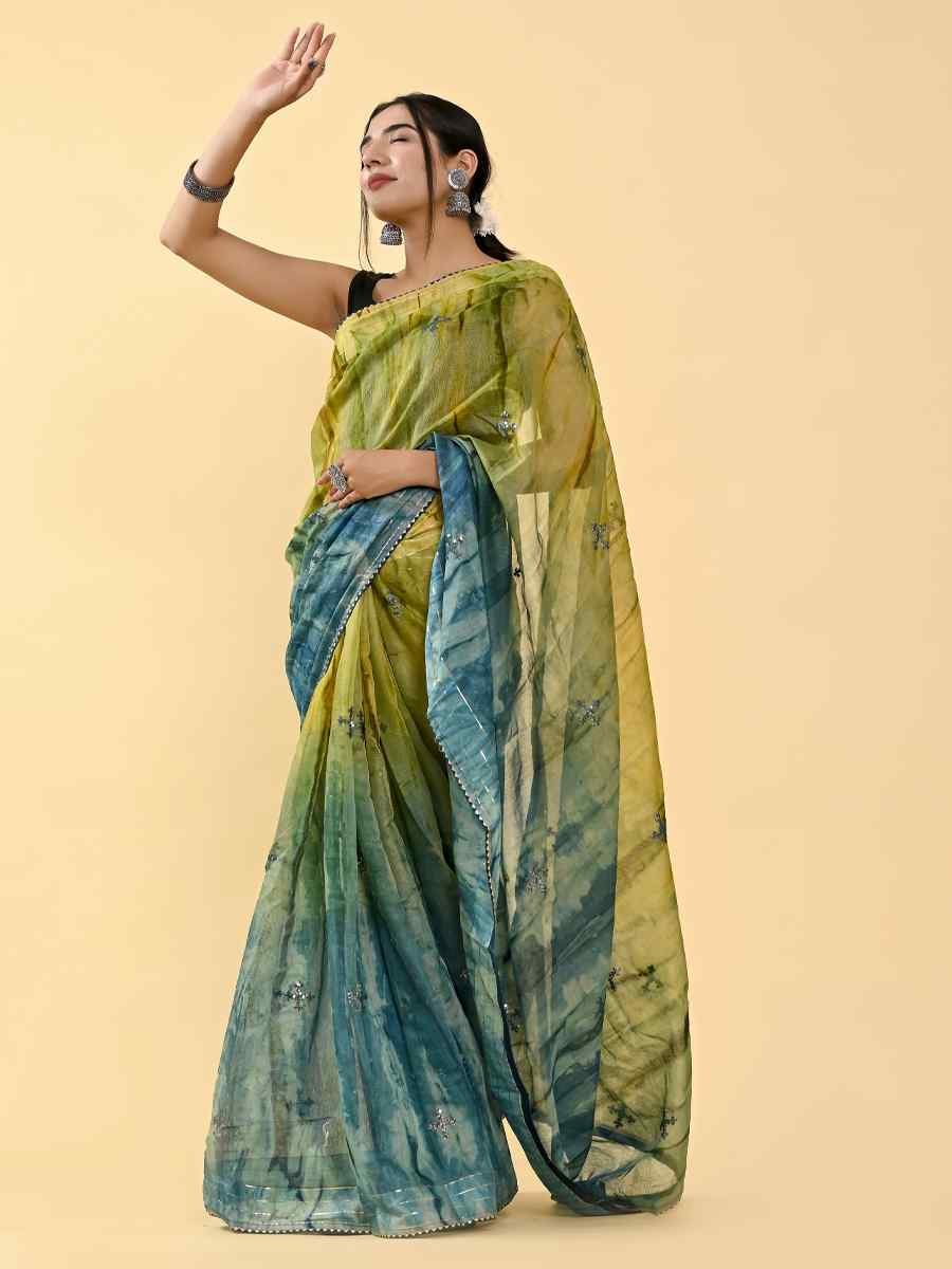 Multi Cotton Embroidered Casual Party Classic Style Saree