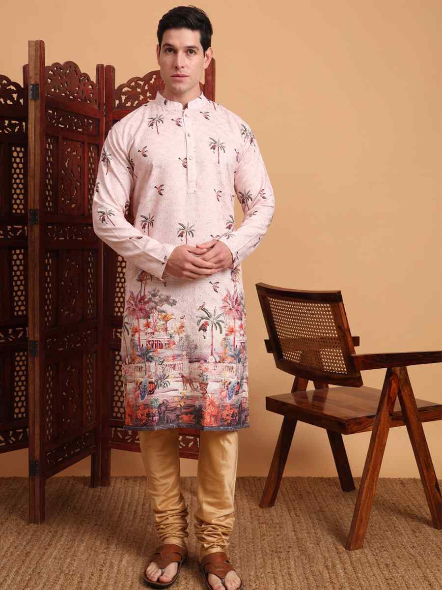 Multi Cotton Embroidered Festival Mehendi Kurta
