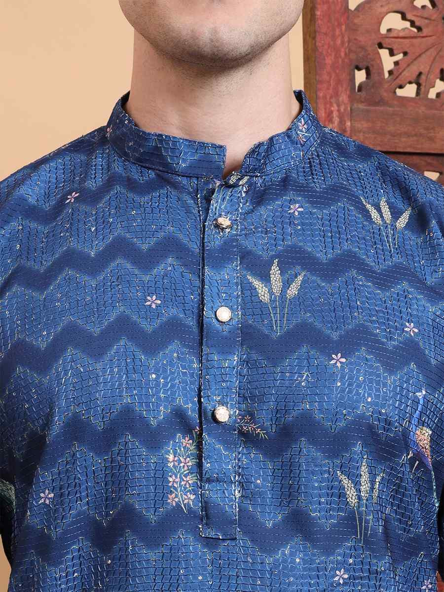 Multi Cotton Embroidered Festival Mehendi Kurta