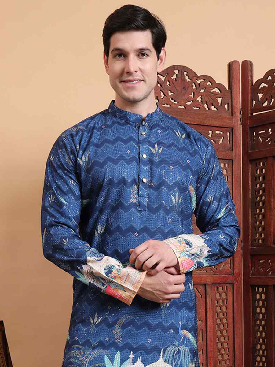 Multi Cotton Embroidered Festival Mehendi Kurta