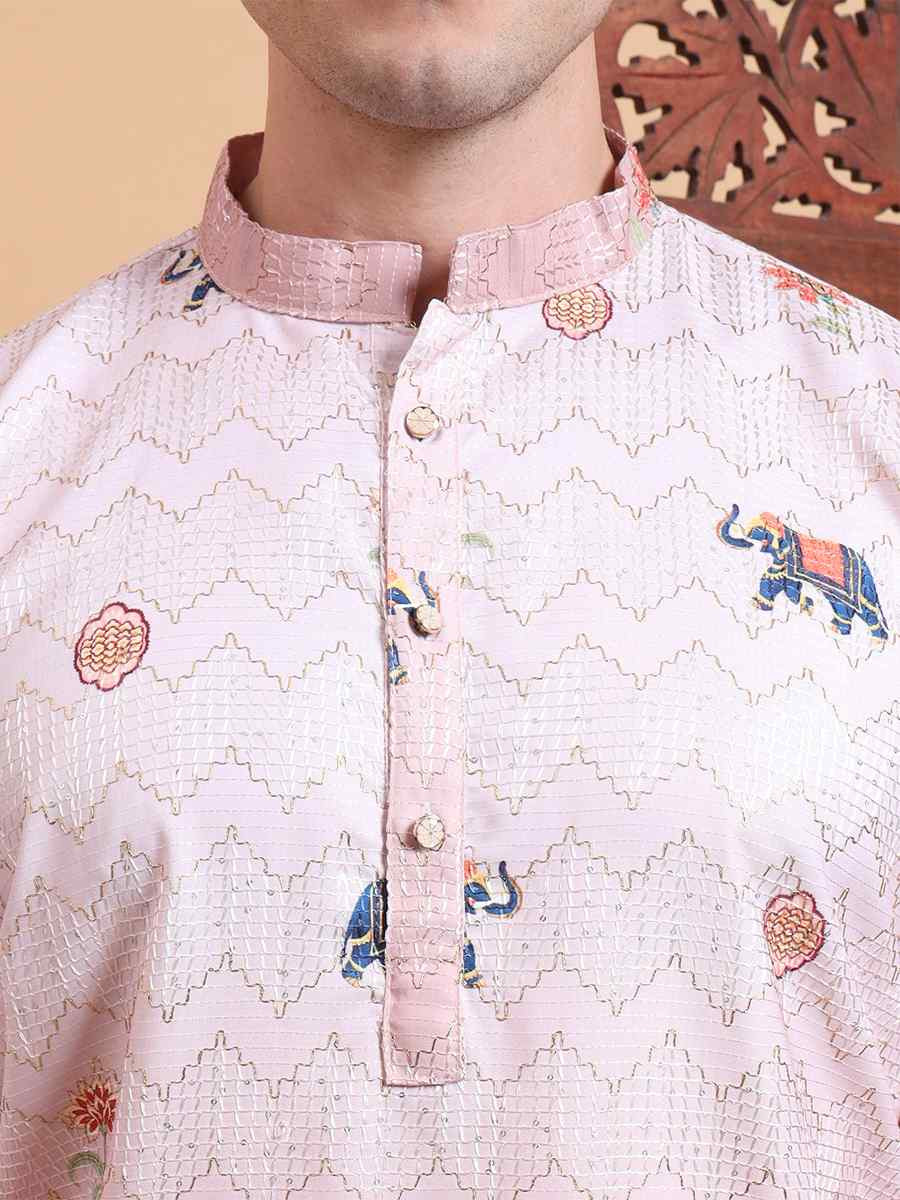Multi Cotton Embroidered Festival Mehendi Kurta