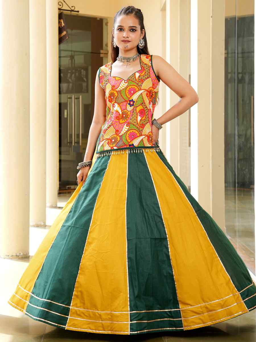 Multi Cotton Embroidered Festival Traditional Lehenga Choli