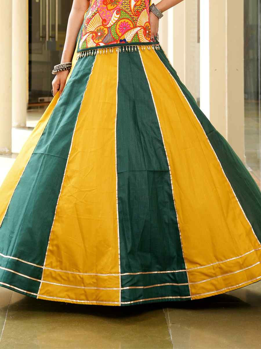 Multi Cotton Embroidered Festival Traditional Lehenga Choli
