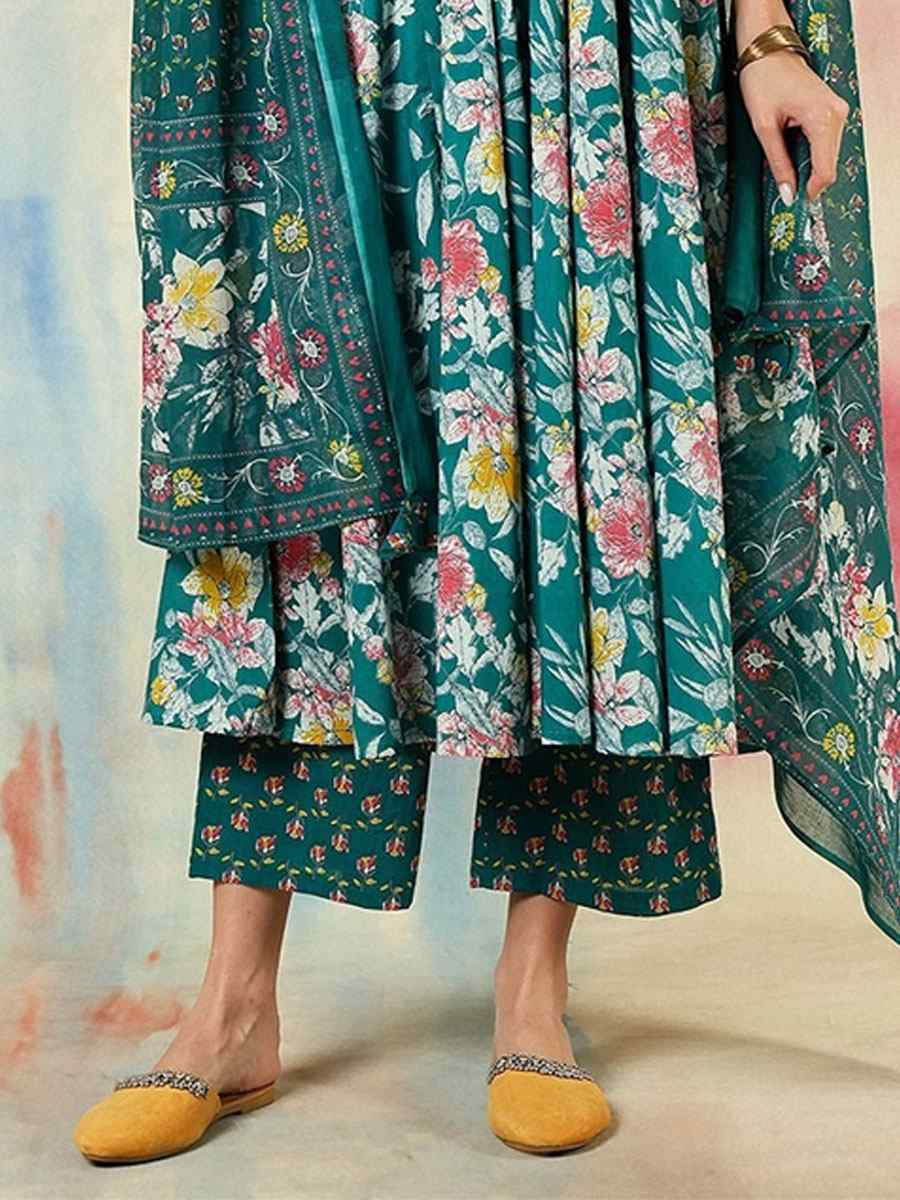 Multi Cotton Embroidered Party Wedding Ready Anarkali Salwar Kameez