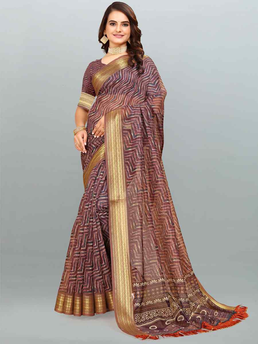 Multi Cotton Jacquard Printed Casual Festival Contemporary Saree