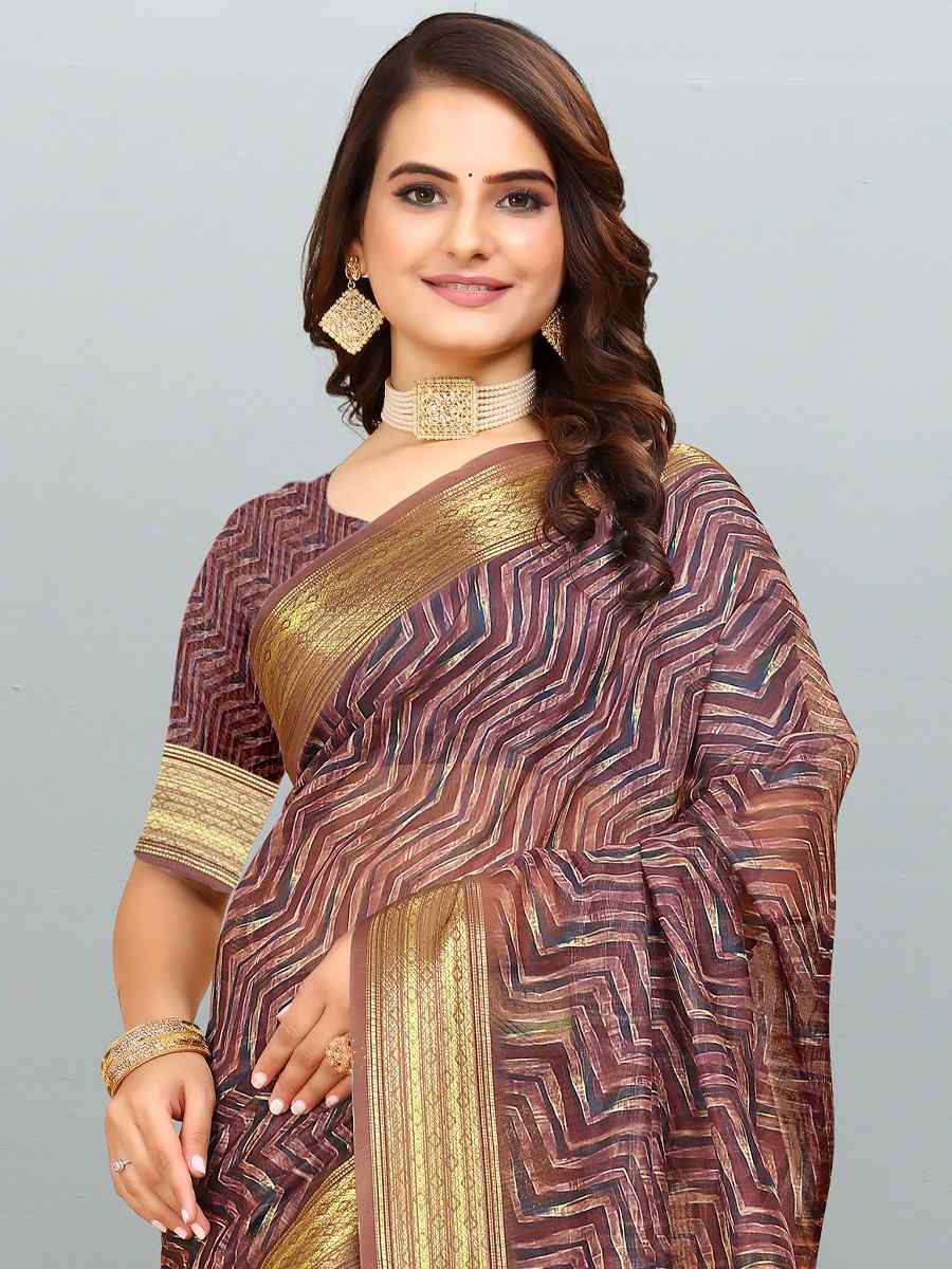 Multi Cotton Jacquard Printed Casual Festival Contemporary Saree