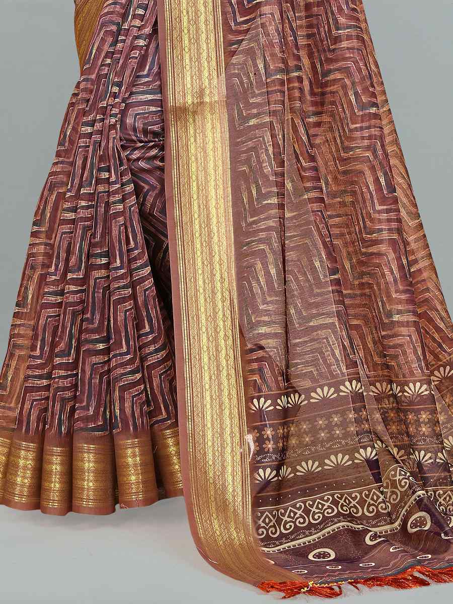 Multi Cotton Jacquard Printed Casual Festival Contemporary Saree