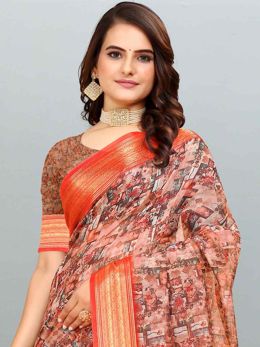 Multi Cotton Jacquard Printed Casual Festival Contemporary Saree