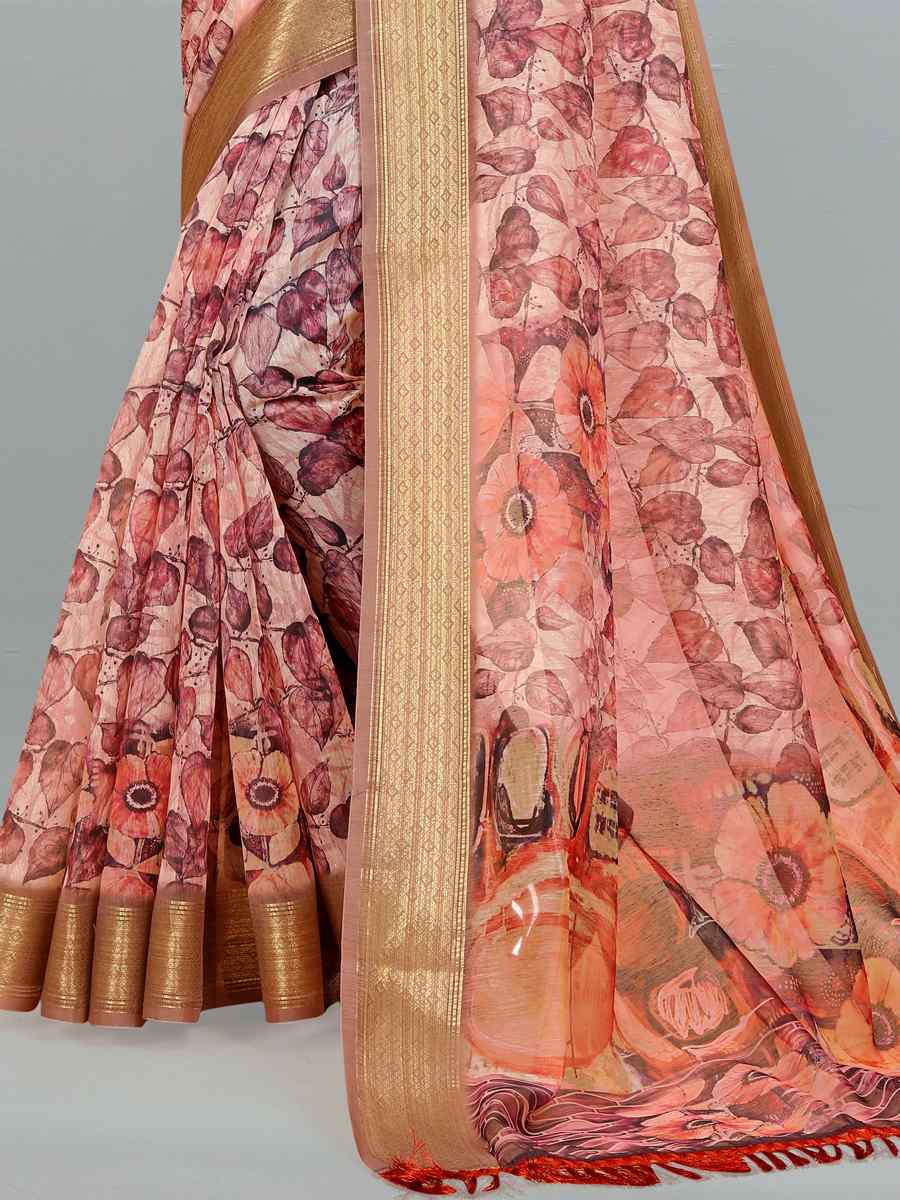 Multi Cotton Jacquard Printed Casual Festival Contemporary Saree