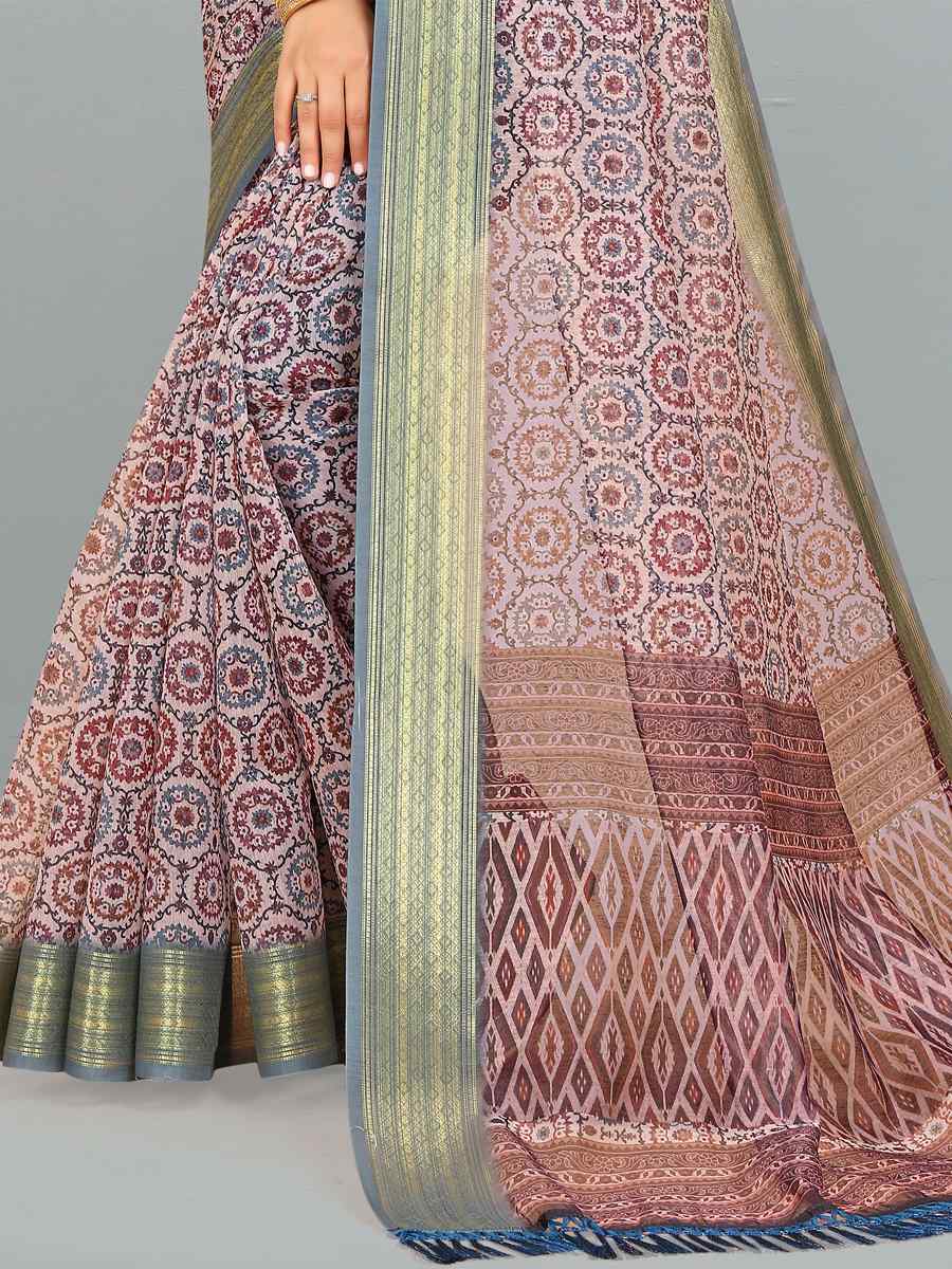 Multi Cotton Jacquard Printed Casual Festival Contemporary Saree