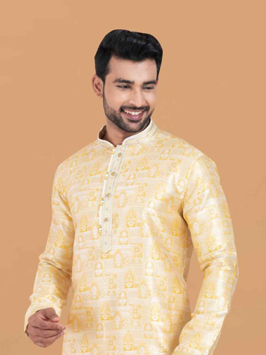Multi Cotton Jacquard Printed Festival Wedding Kurta Pyjama Men039s Wear