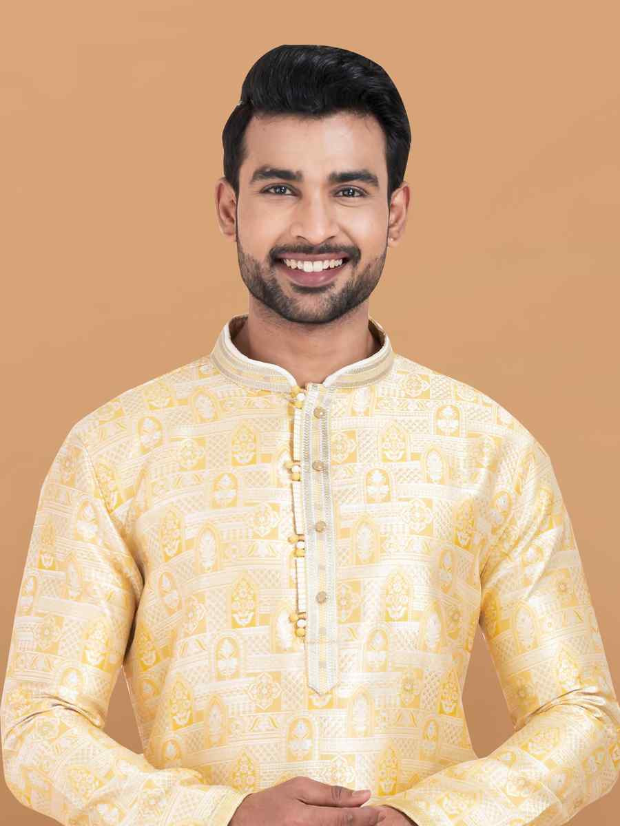 Multi Cotton Jacquard Printed Festival Wedding Kurta Pyjama Men039s Wear