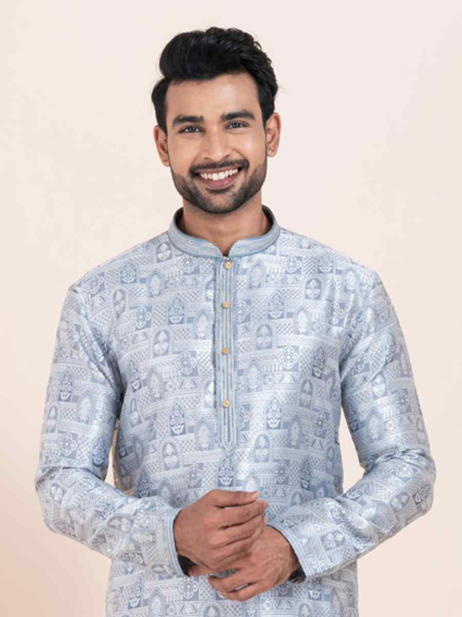 Multi Cotton Jacquard Printed Festival Wedding Kurta Pyjama Men039s Wear