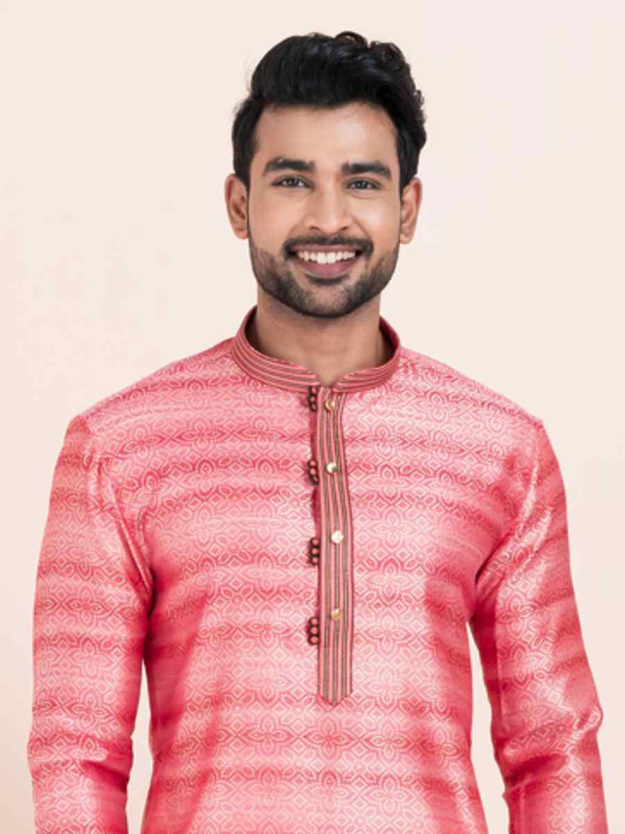 Multi Cotton Jacquard Printed Festival Wedding Kurta Pyjama Men039s Wear