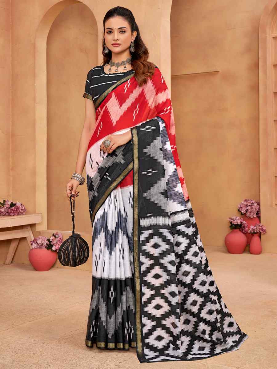 Multi Cotton Printed Casual Festival Classic Style Saree
