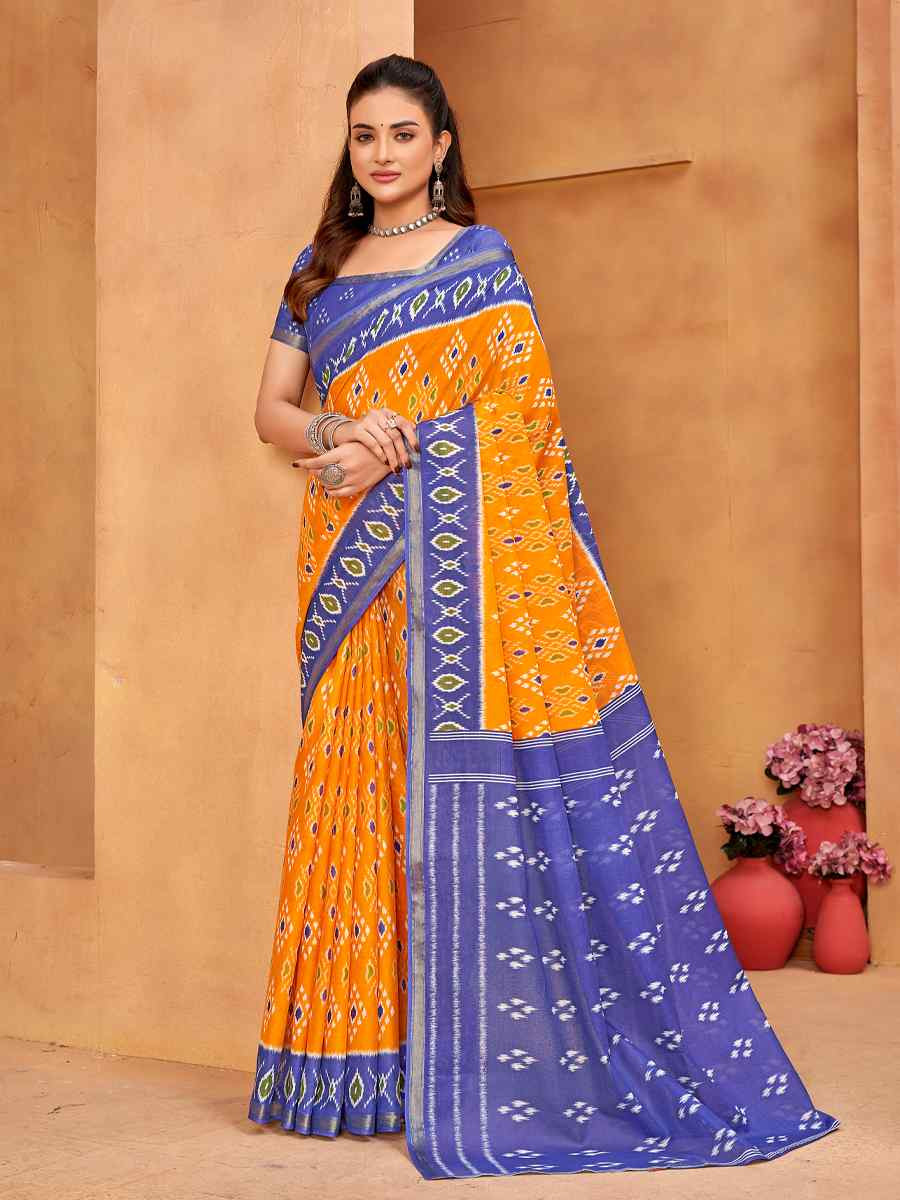Multi Cotton Printed Casual Festival Classic Style Saree