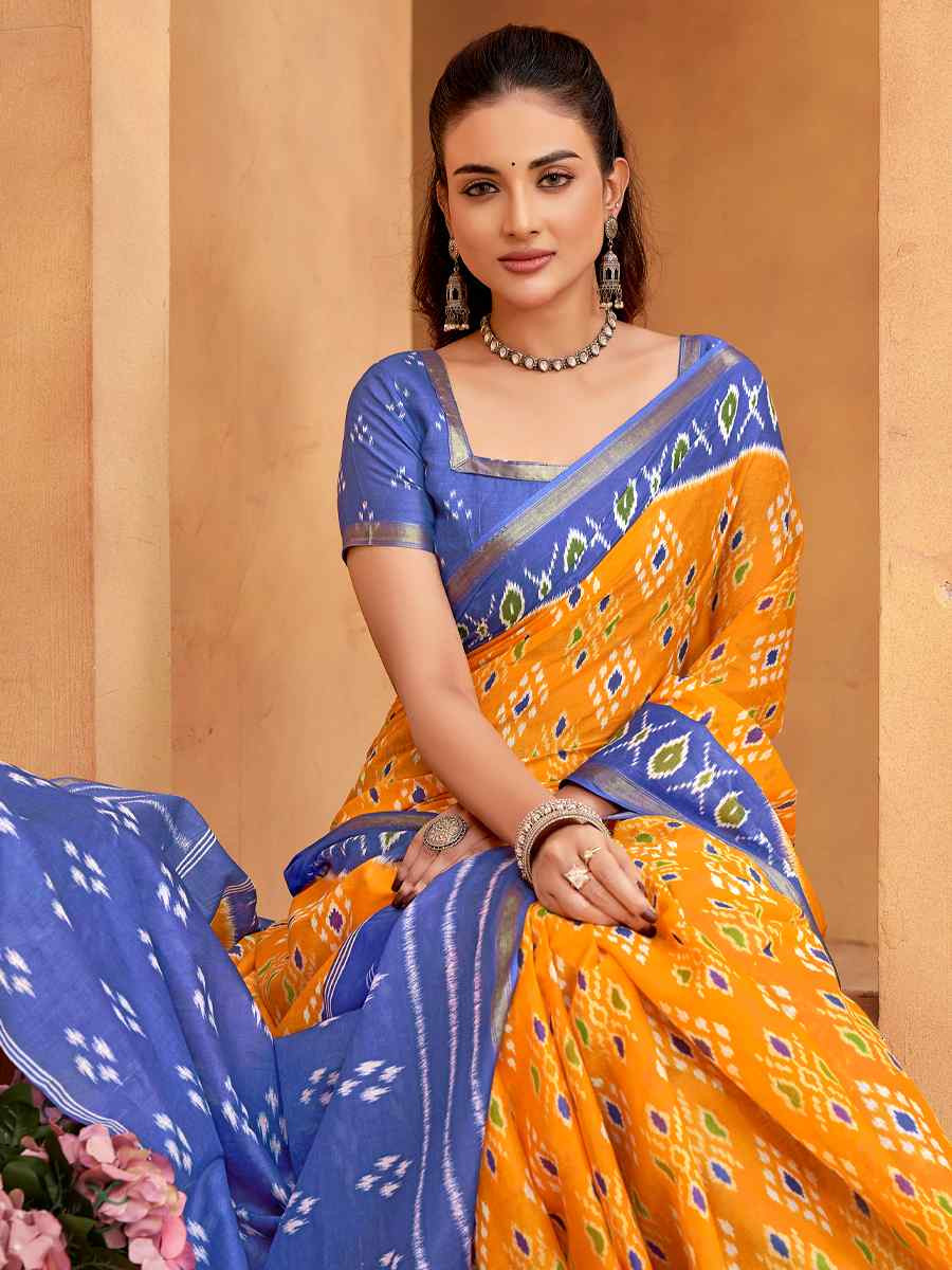 Multi Cotton Printed Casual Festival Classic Style Saree