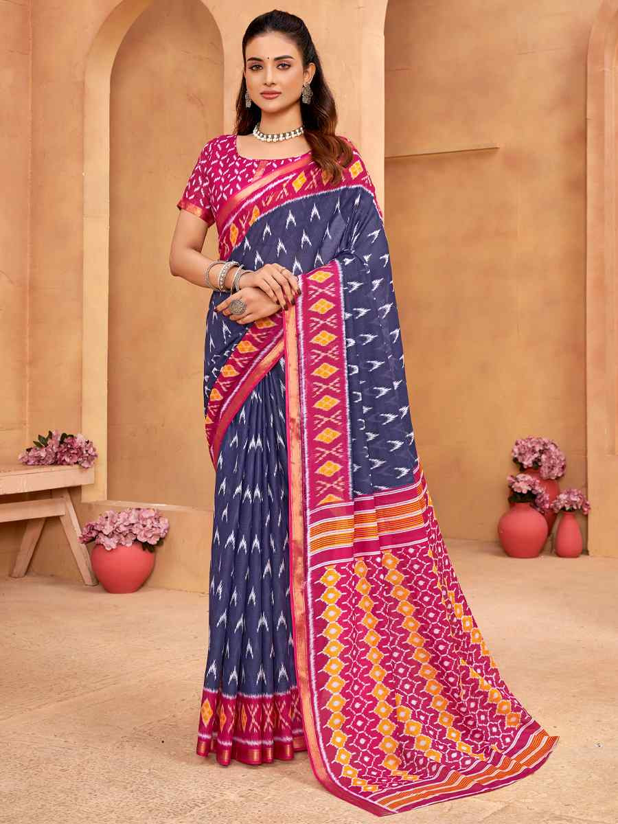 Multi Cotton Printed Casual Festival Classic Style Saree