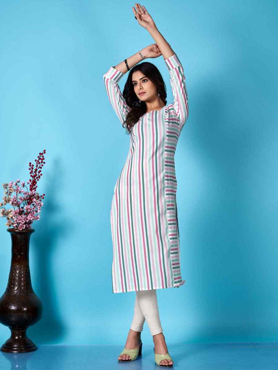 Multi Cotton Printed Casual Festival Kurti