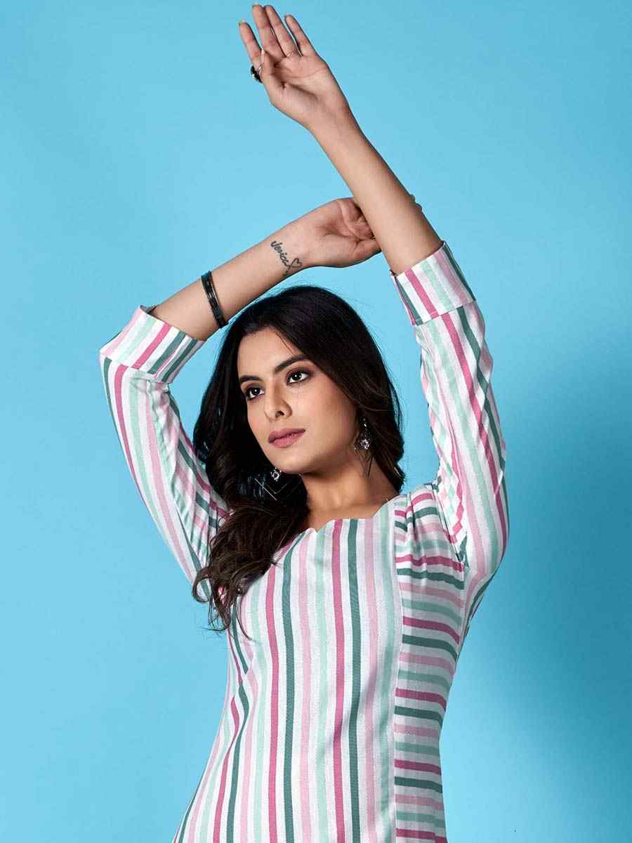 Multi Cotton Printed Casual Festival Kurti