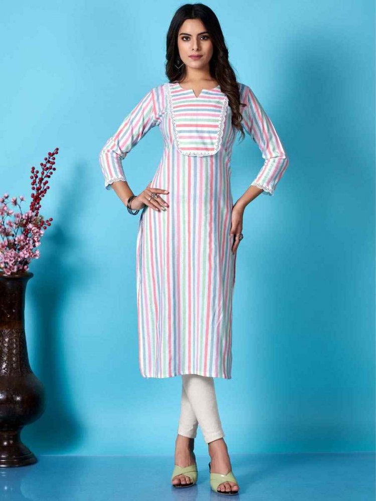 Multi Cotton Printed Casual Festival Kurti